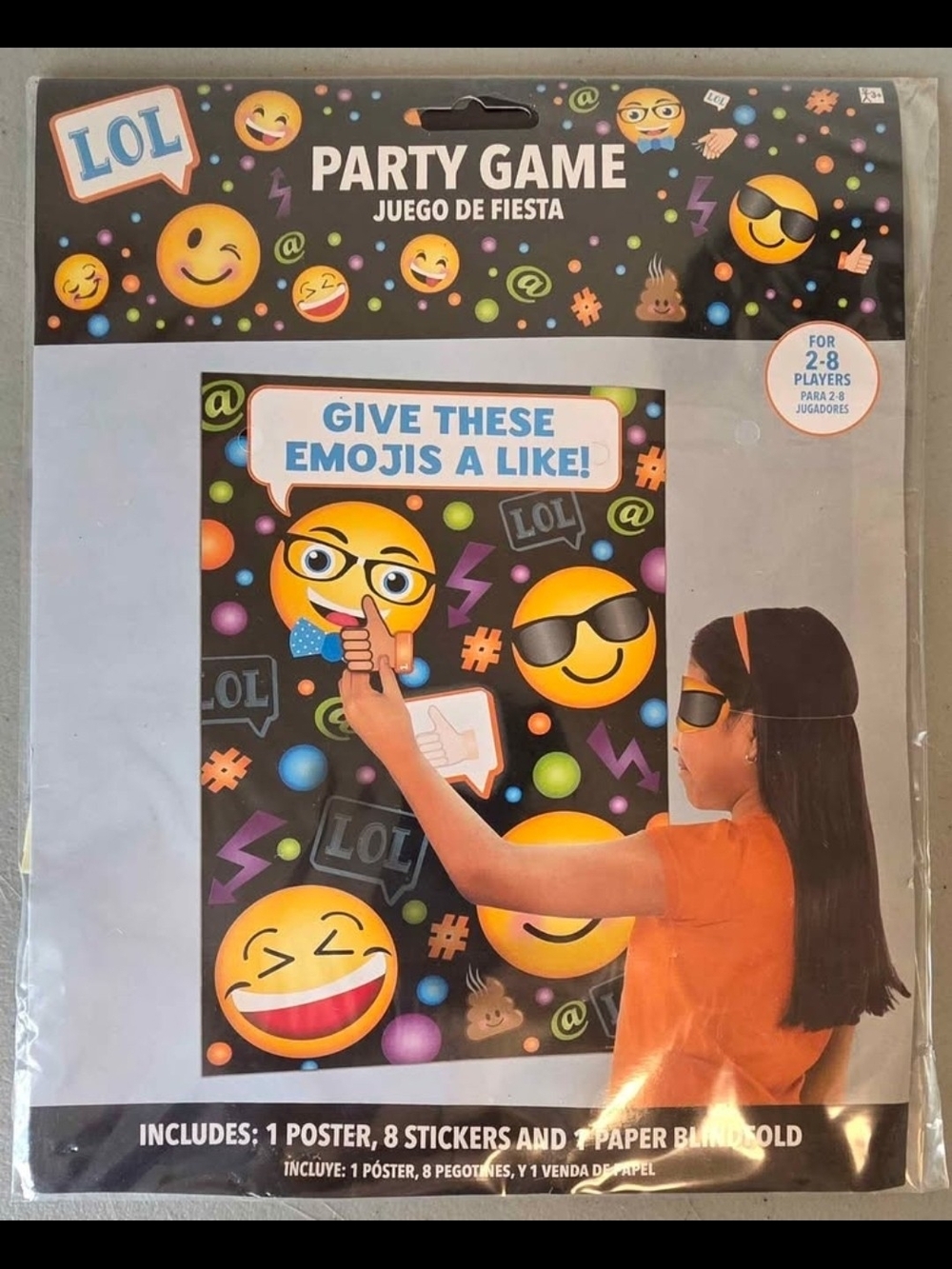 Amscan Emoji Party Game Poster - Black with Bright Yellow & Orange Emojis